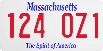 MA license plate 124OZ1