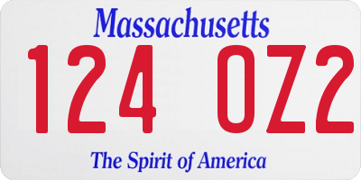 MA license plate 124OZ2