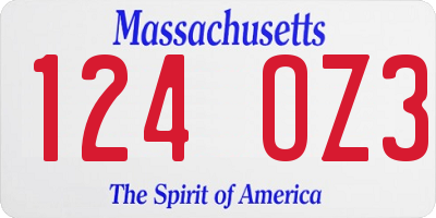 MA license plate 124OZ3