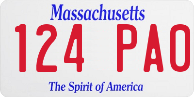 MA license plate 124PA0