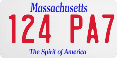 MA license plate 124PA7