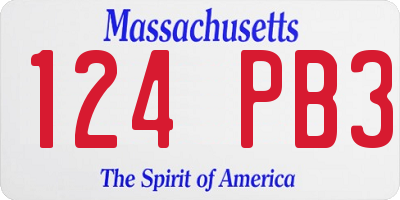 MA license plate 124PB3