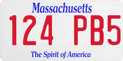 MA license plate 124PB5