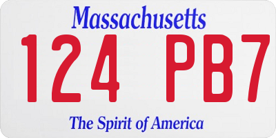 MA license plate 124PB7