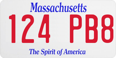 MA license plate 124PB8