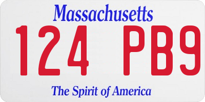 MA license plate 124PB9