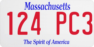 MA license plate 124PC3