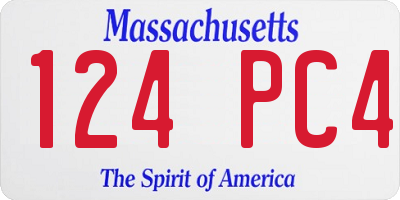 MA license plate 124PC4