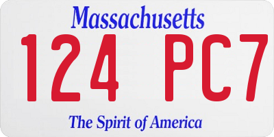 MA license plate 124PC7