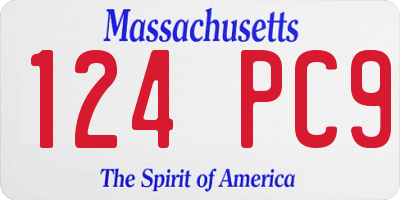 MA license plate 124PC9