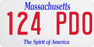 MA license plate 124PD0