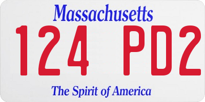 MA license plate 124PD2