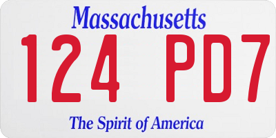 MA license plate 124PD7