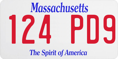 MA license plate 124PD9