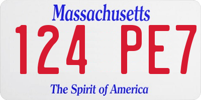 MA license plate 124PE7