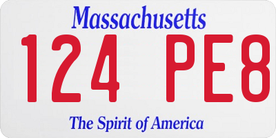 MA license plate 124PE8