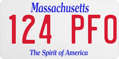 MA license plate 124PF0