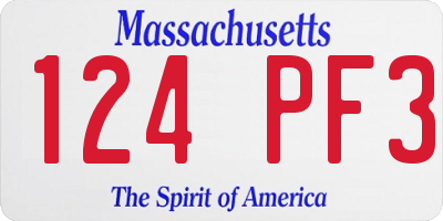 MA license plate 124PF3