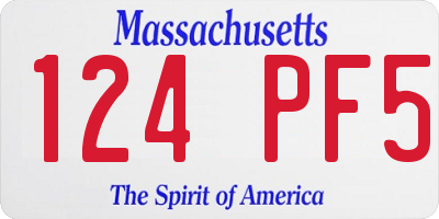 MA license plate 124PF5