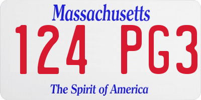 MA license plate 124PG3