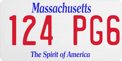 MA license plate 124PG6