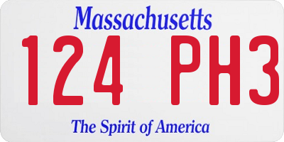 MA license plate 124PH3
