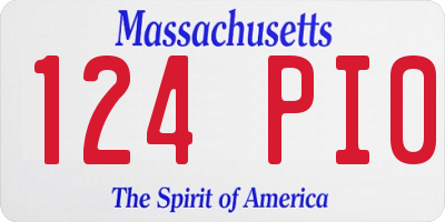 MA license plate 124PI0