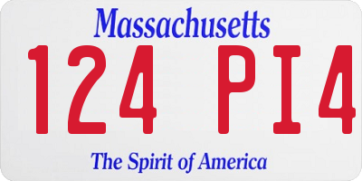 MA license plate 124PI4