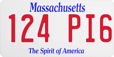 MA license plate 124PI6