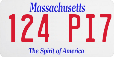 MA license plate 124PI7