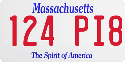 MA license plate 124PI8