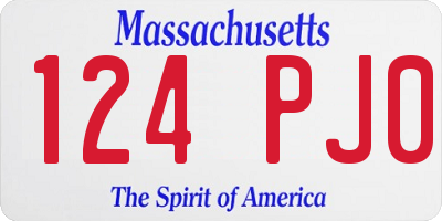 MA license plate 124PJ0