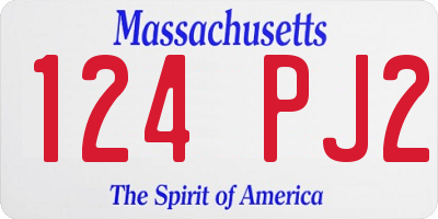 MA license plate 124PJ2