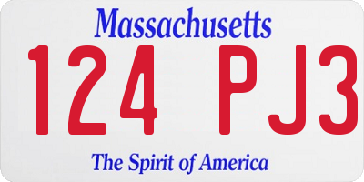 MA license plate 124PJ3
