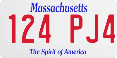 MA license plate 124PJ4