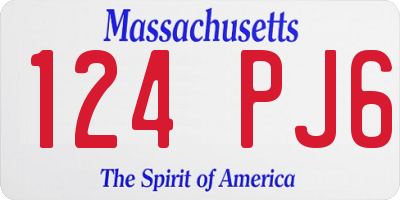 MA license plate 124PJ6