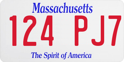 MA license plate 124PJ7