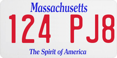 MA license plate 124PJ8