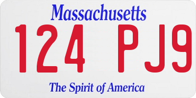 MA license plate 124PJ9