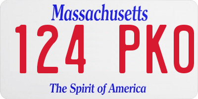 MA license plate 124PK0