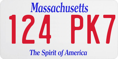 MA license plate 124PK7
