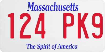MA license plate 124PK9