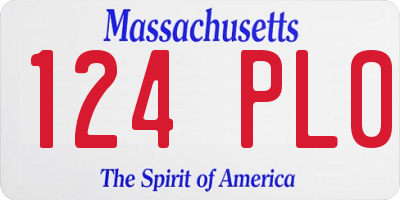 MA license plate 124PL0