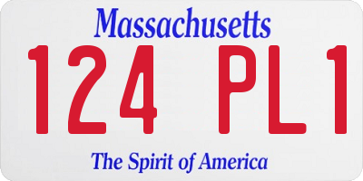 MA license plate 124PL1