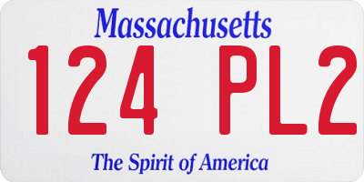 MA license plate 124PL2