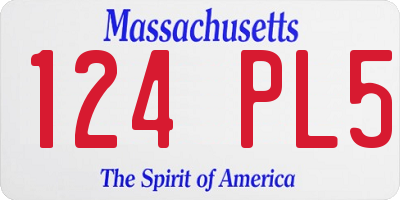 MA license plate 124PL5
