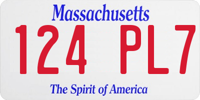 MA license plate 124PL7