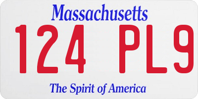 MA license plate 124PL9