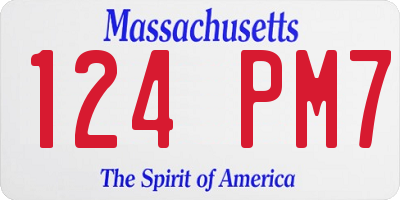 MA license plate 124PM7