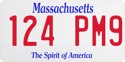 MA license plate 124PM9